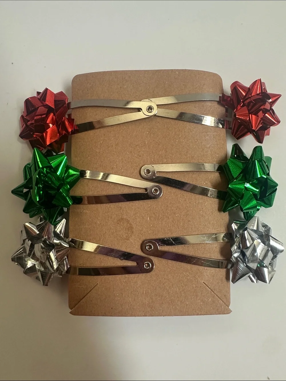 Holiday Bow Hair Clips for Kids - Red, Green, Silver